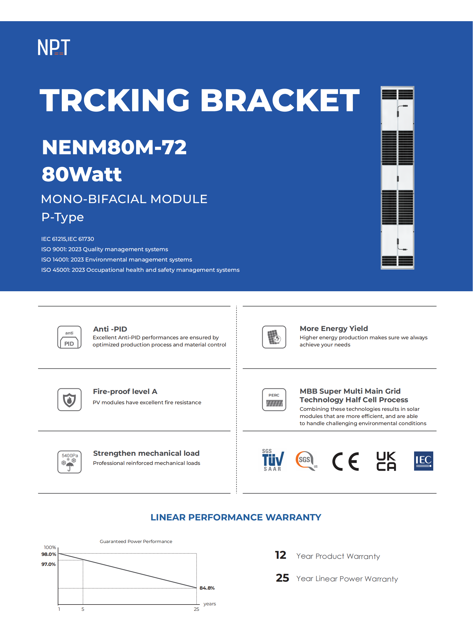 Tracking Bracket Use Panel-Glass solar panels-Newway Energy Co., Ltd.